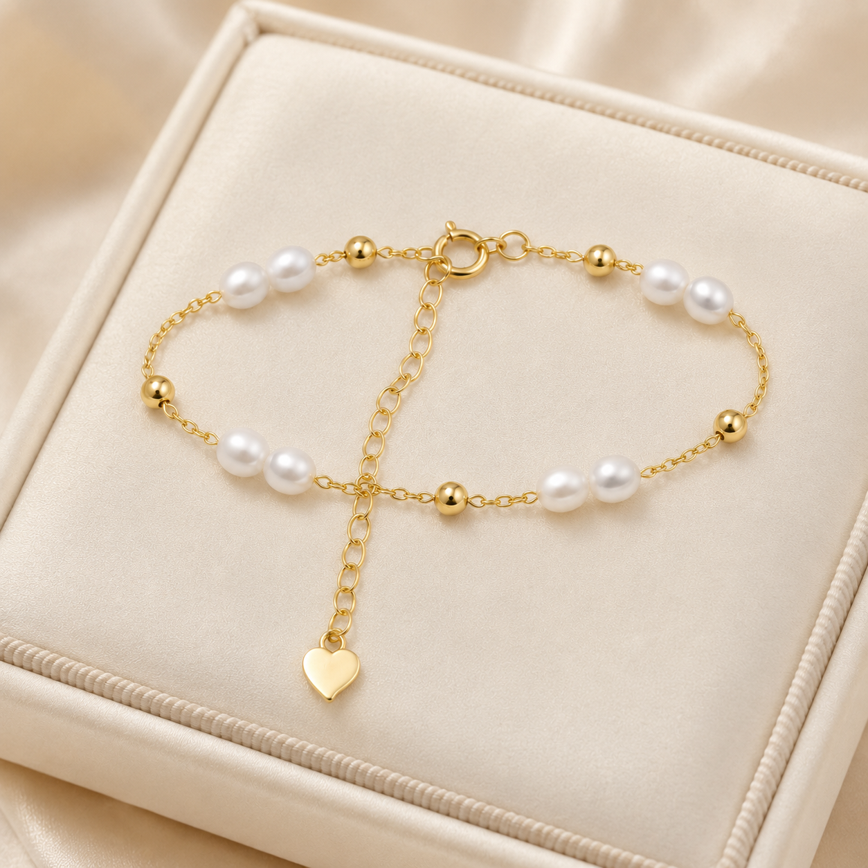 925 Sterling Silber Vintage 14K Gold Perlenkette Armband für Frauen