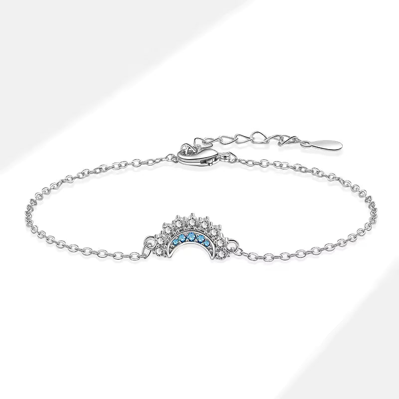 Elegantes Mond und Sonne Armband für Damen aus 925 Sterling Silber mit funkelnden Zirkon Details und feiner Kette