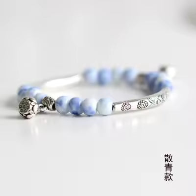 Keramik Perlen Elastisches Armband im Boho Vintage Style für Frauen