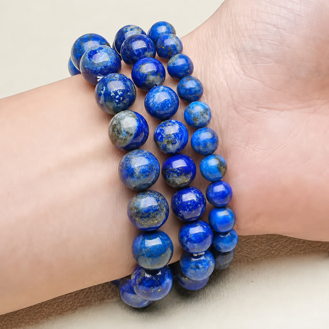 Natürliches Lapislazuli Steinarmband Handgemachte Perlen gegen Stress, Angst & für Meditation