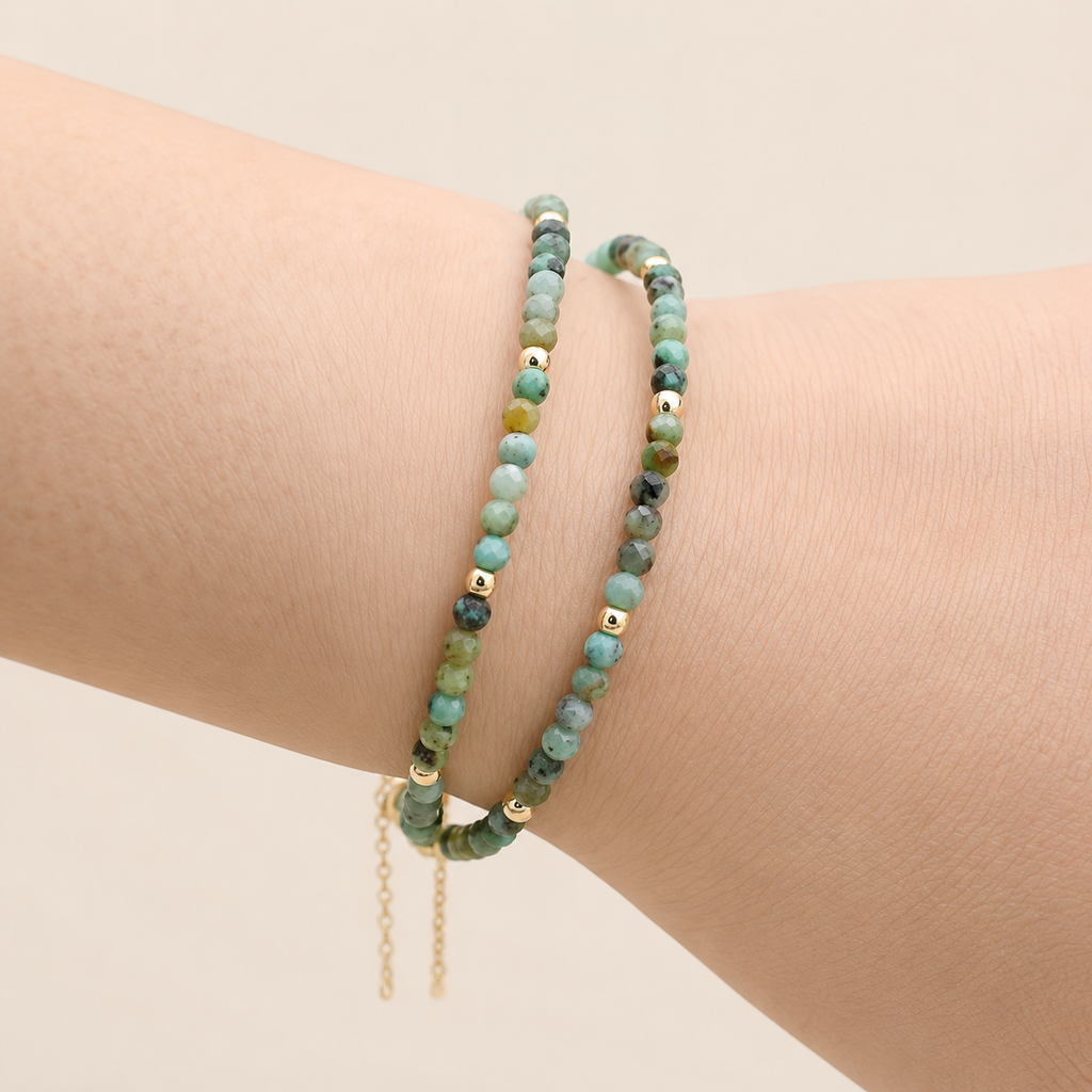 Doppelschichtiges 3‑mm Afrika‑Jaspis‑Perlenarmband mit Magnetverschluss