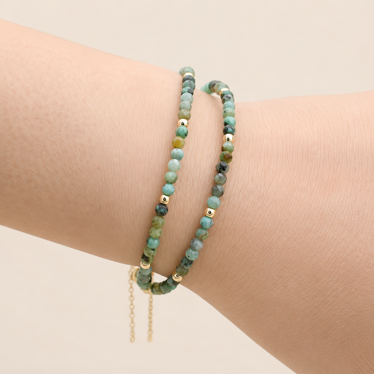 Doppelschichtiges 3‑mm Afrika‑Jaspis‑Perlenarmband mit Magnetverschluss