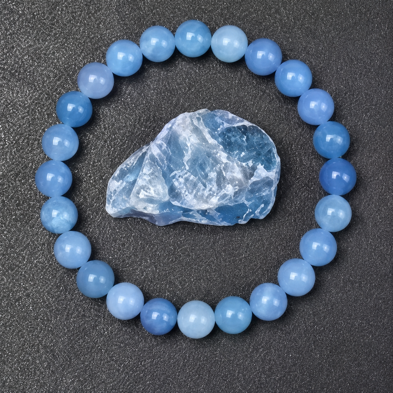 Blaues Sandstein Perlenarmband für Damen und Herren mit Sternenhimmel Glanz und elastischem Komfortdesign