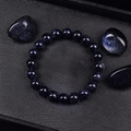 Blaues Sandstein Perlenarmband für Damen und Herren mit Sternenhimmel Glanz und elastischem Komfortdesign