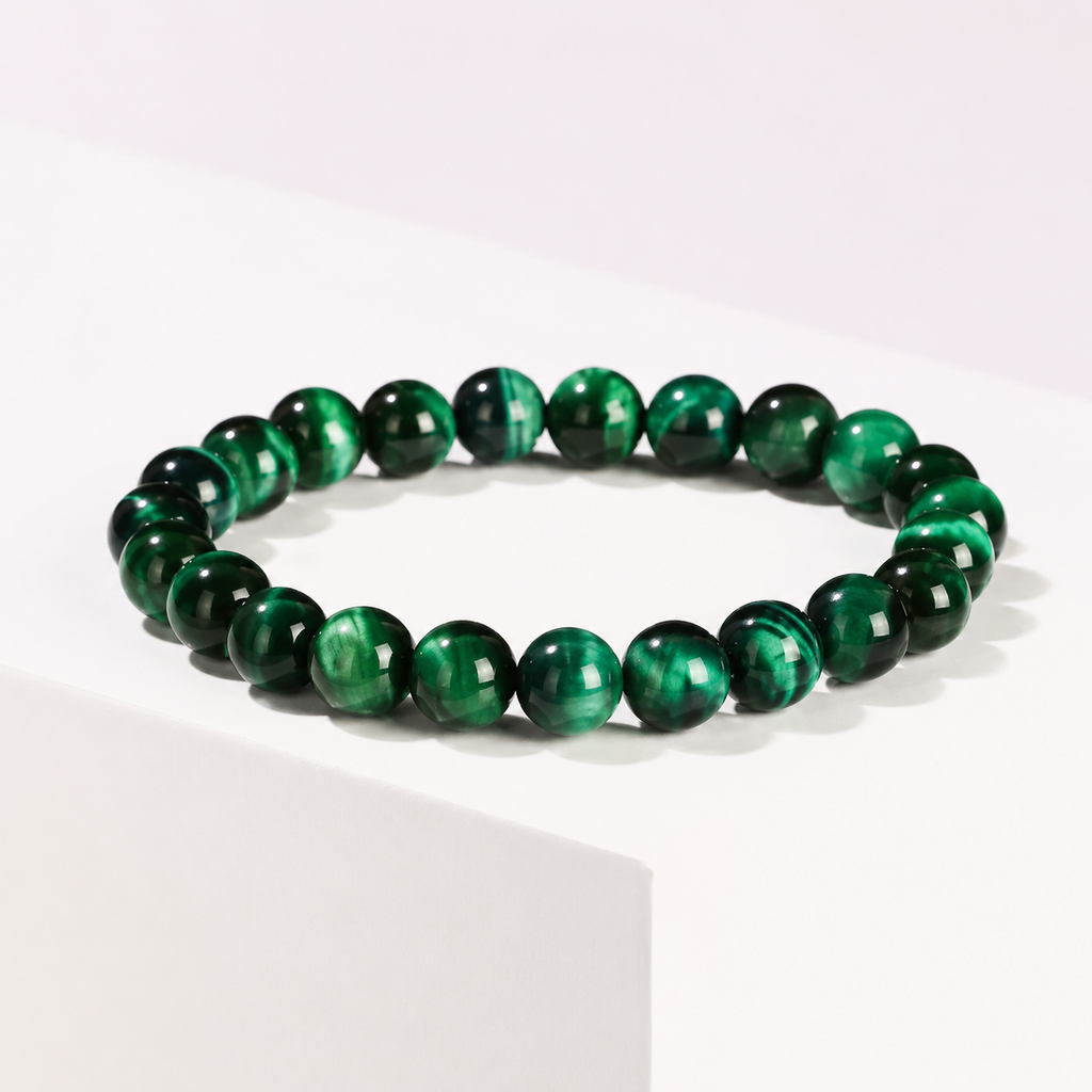 Grün gefärbtes Tigerauge Steinperlen Armband für Frauen und Männer Yoga Heilung handgemachtes Seilarmband