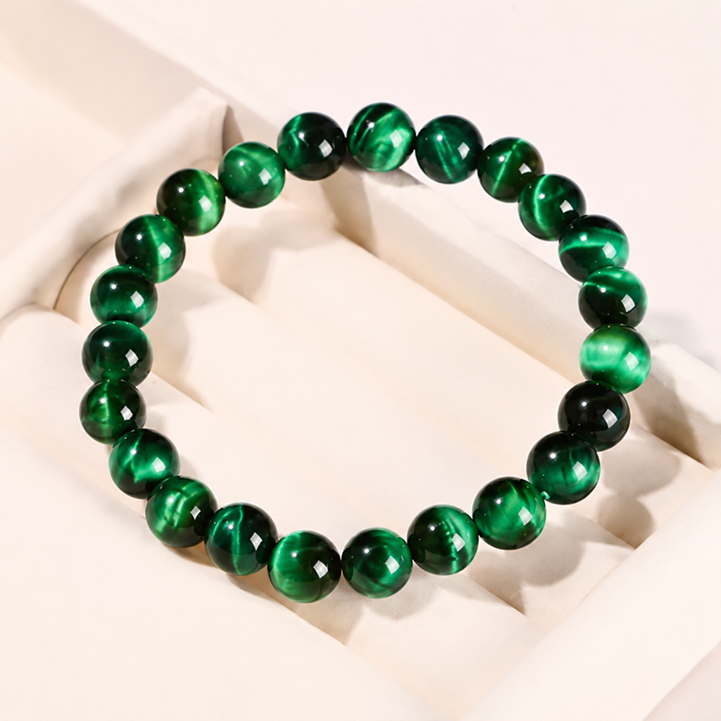 Grün gefärbtes Tigerauge Steinperlen Armband für Frauen und Männer Yoga Heilung handgemachtes Seilarmband