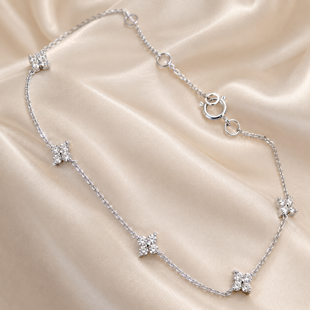 925 Sterling Silber vergoldetes 18 Karat Gold Zirkon Blumenarmband für Frauen im koreanischen eleganten Stil