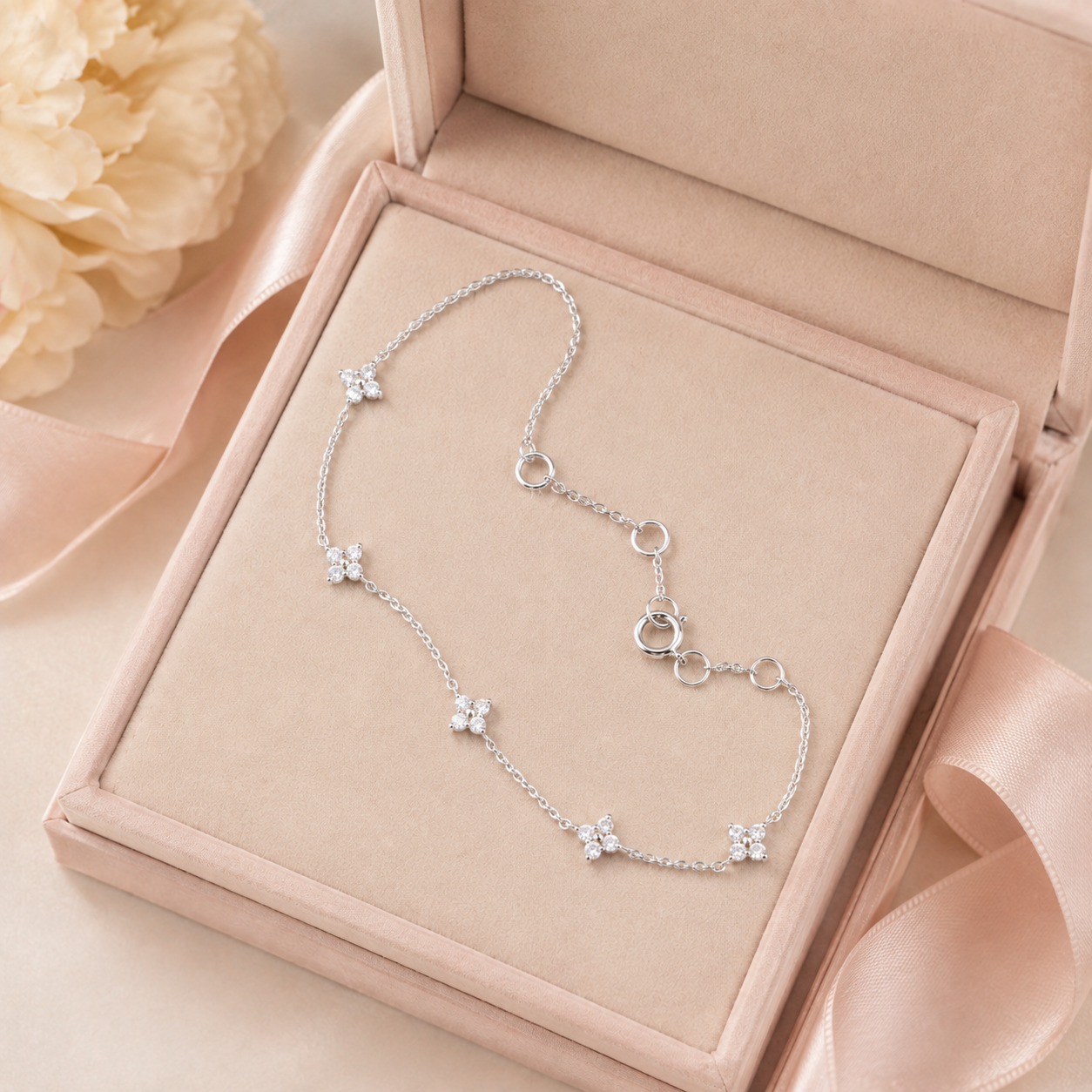 925 Sterling Silber vergoldetes 18 Karat Gold Zirkon Blumenarmband für Frauen im koreanischen eleganten Stil
