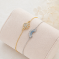 Elegantes Mond und Sonne Armband für Damen aus 925 Sterling Silber mit funkelnden Zirkon Details und feiner Kette