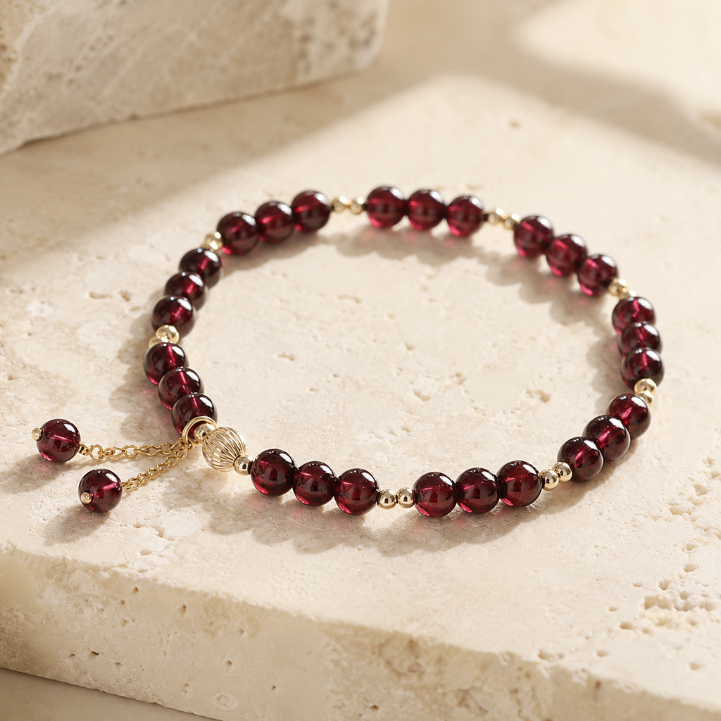 Feines Granat Perlenarmband für Damen aus natürlichen Kristallsteinen