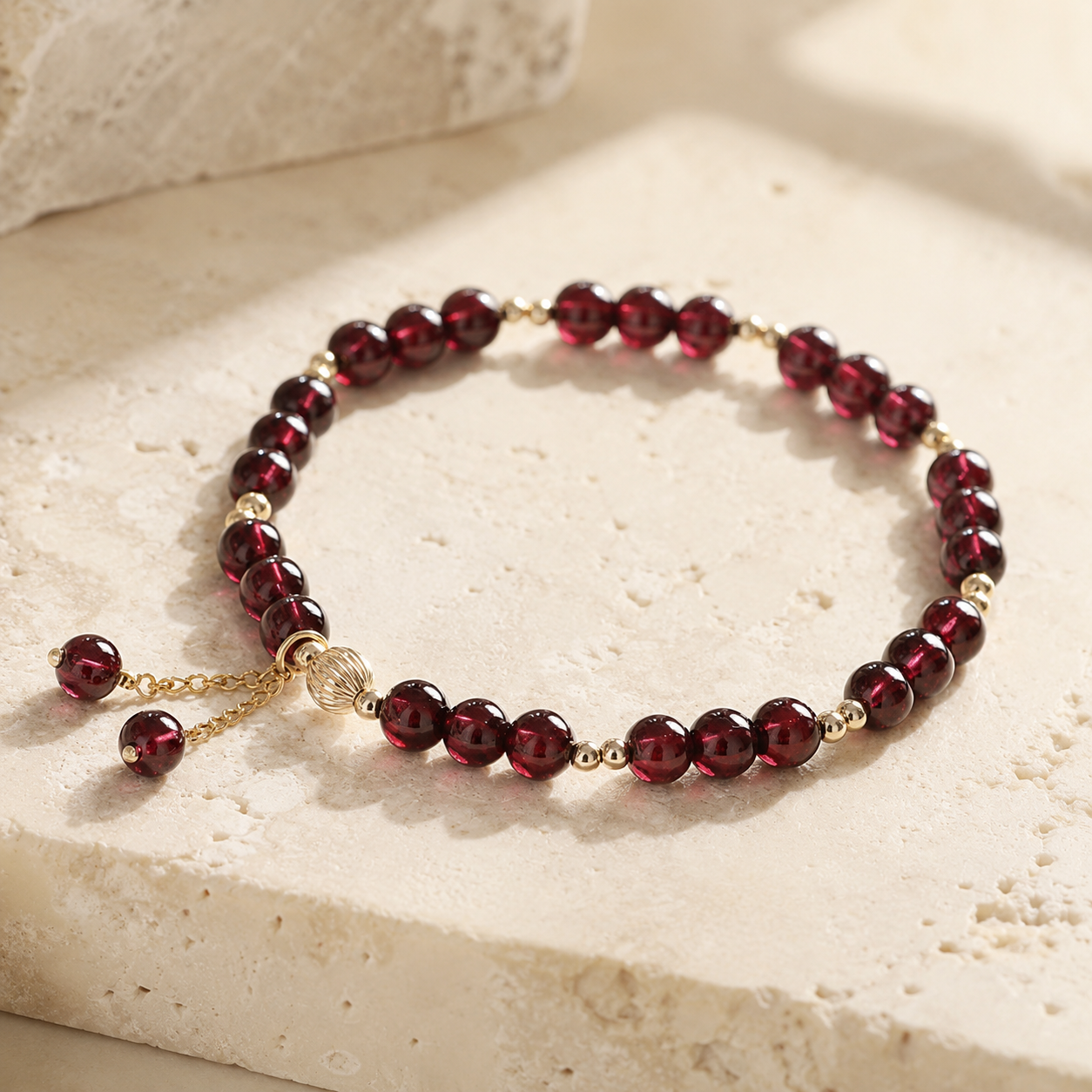 Feines Granat Perlenarmband für Damen aus natürlichen Kristallsteinen
