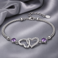 Romantisches Amethyst Herz Armband für Damen aus Silber mit natürlichem Amethyst und funkelnden Zirkonsteinen