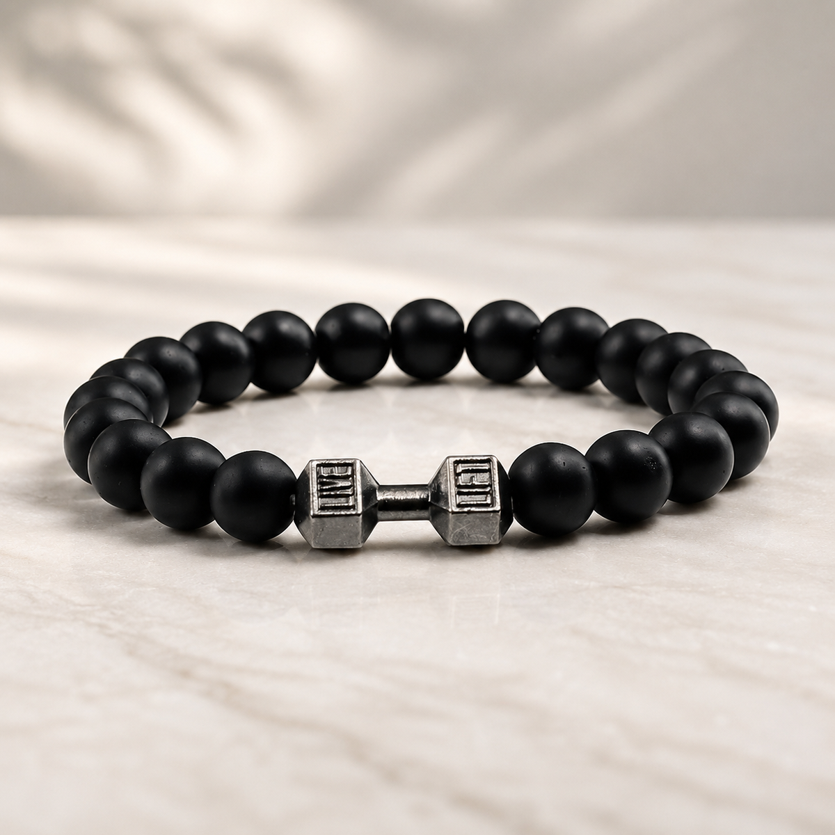 Natürliches schwarzes Vulkangestein-Armband