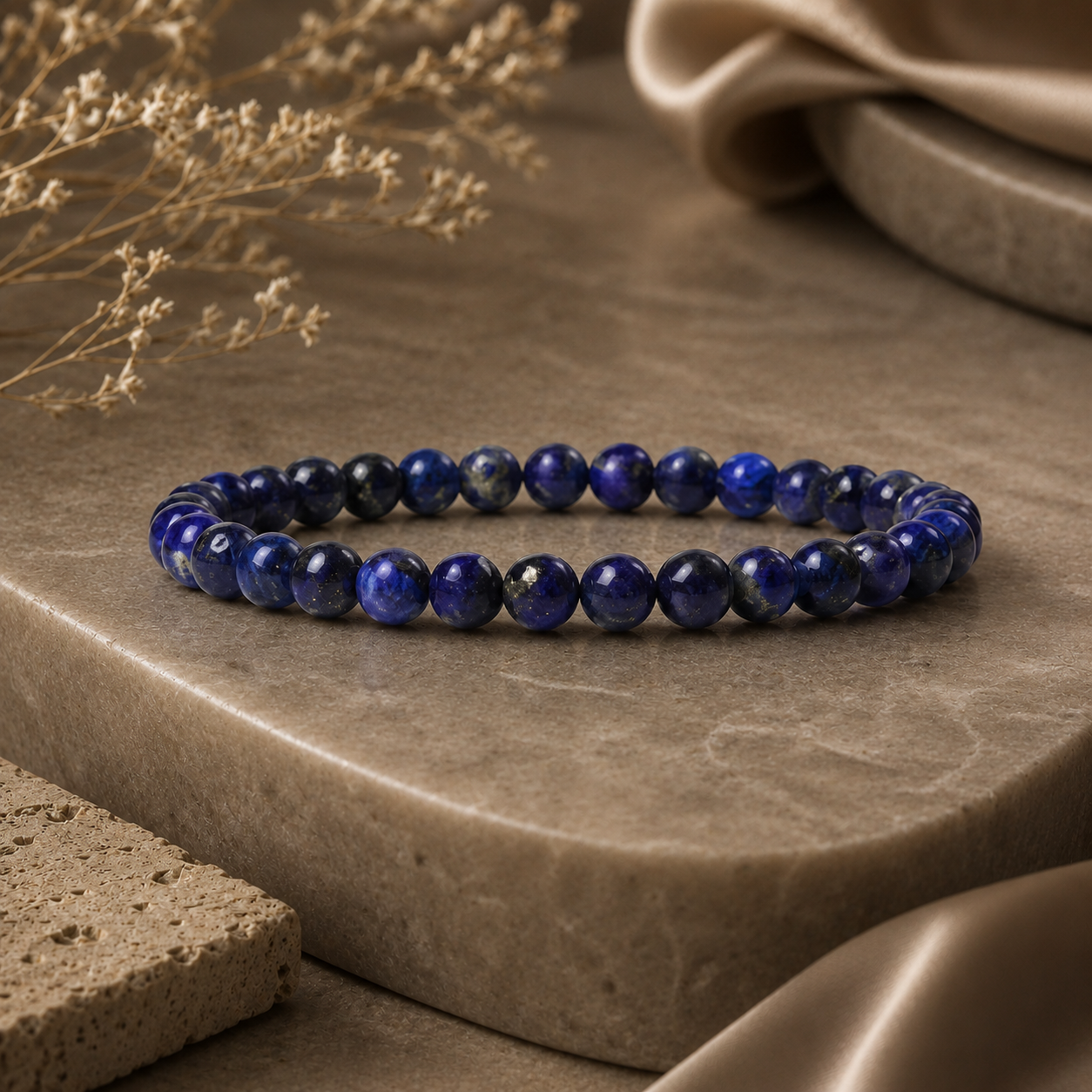 Natürliche blaue Chalcedon Steinarmbänder mit 6 mm Perlen