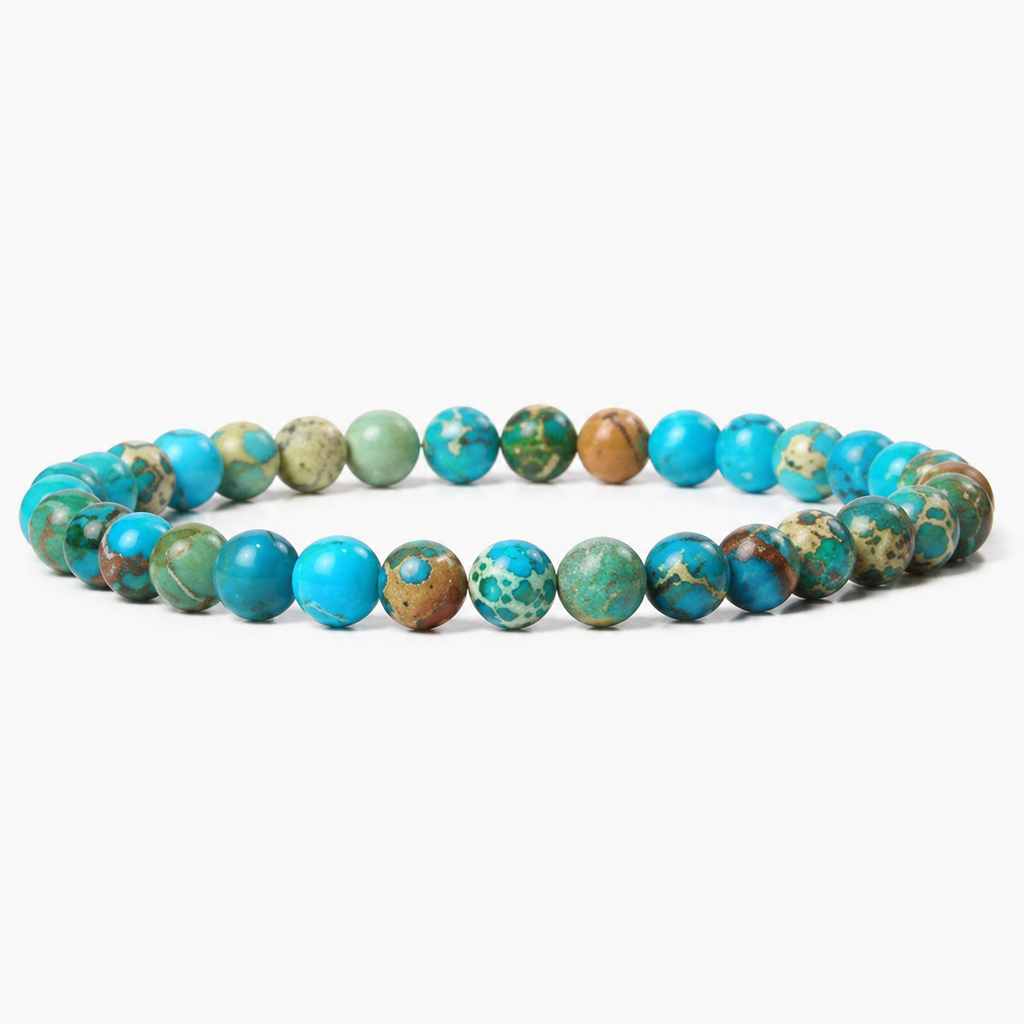 Natürliche blaue Chalcedon Steinarmbänder mit 6 mm Perlen