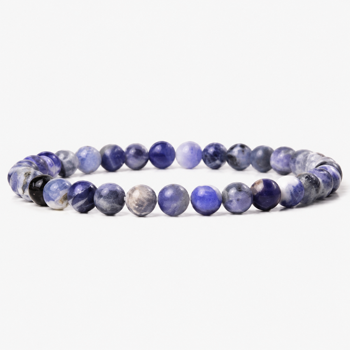 Natürliche blaue Chalcedon Steinarmbänder mit 6 mm Perlen