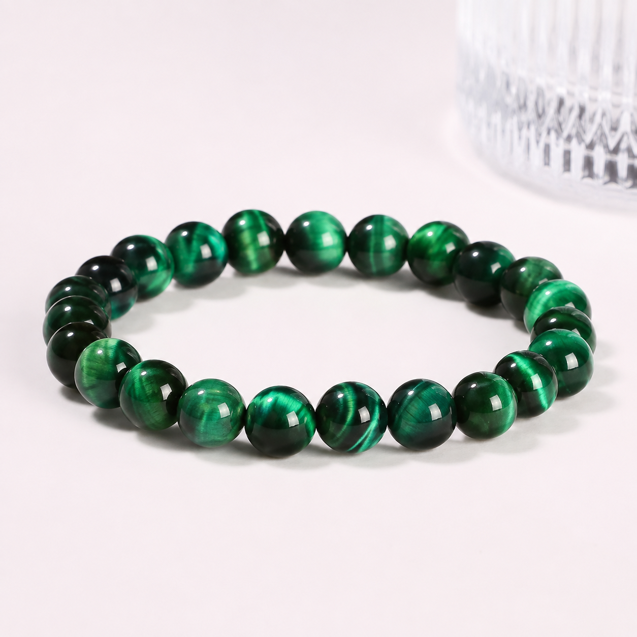 Grün gefärbtes Tigerauge Steinperlen Armband für Frauen und Männer Yoga Heilung handgemachtes Seilarmband