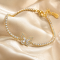 Schmetterlingsarmband für Damen aus 925 Sterling Silber mit funkelnden Details und feiner Gliederkette