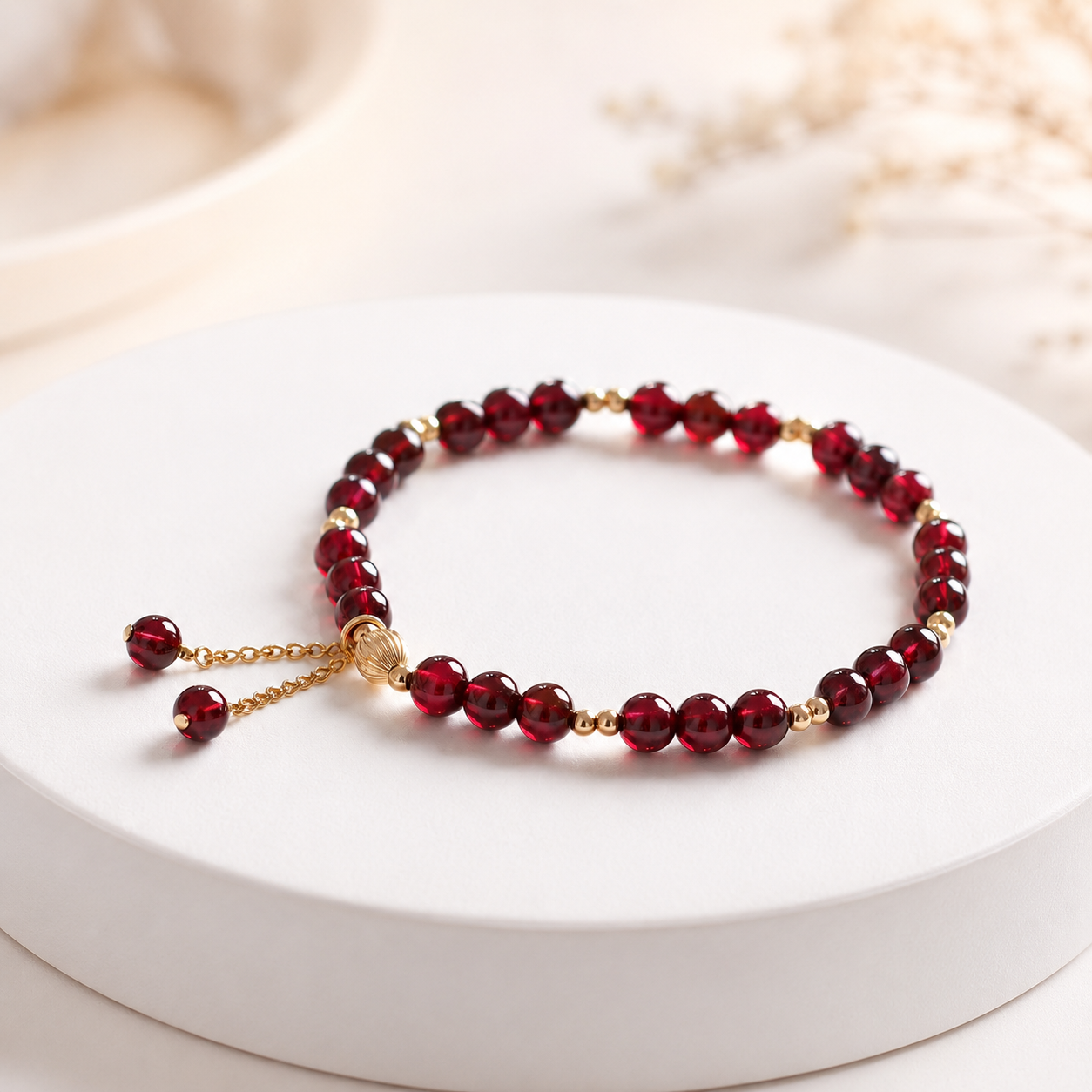 Feines Granat Perlenarmband für Damen aus natürlichen Kristallsteinen