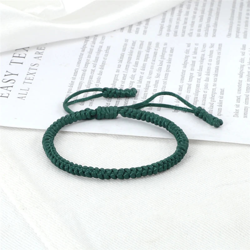 Grünes handgeflochtenes Fadenarmband für Damen und Herren