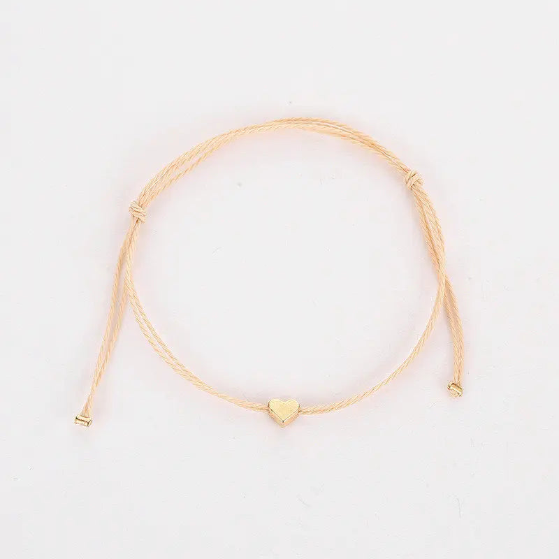 Böhmisches Seilarmband mit poliertem Herz‑Charm