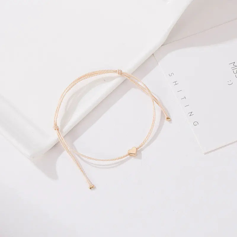 Böhmisches Seilarmband mit poliertem Herz‑Charm