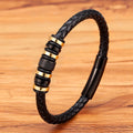 Elegante Männerarmband aus Leder und Edelstahl überzeugt durch seinen minimalistischen Stil