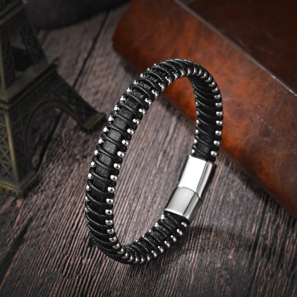 Geflochtenes Lederarmband für Herren im Punk-Stil