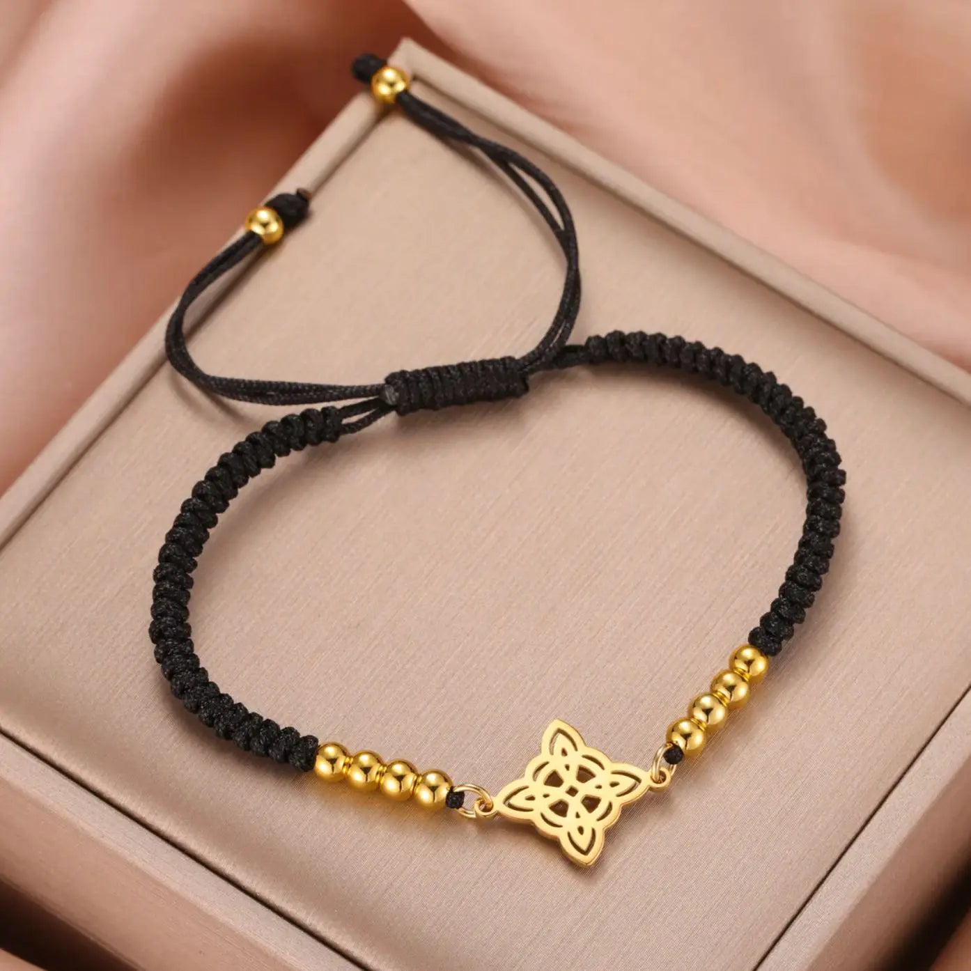LIKGREAT Halloween Hexenknoten‑Armband, Verstellbares Rope‑Armband aus Edelstahl
