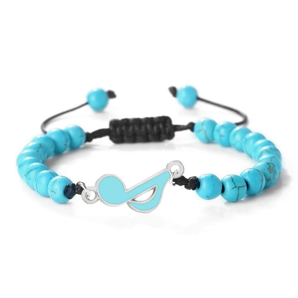 Rot-Schwarzes Notenarmband, Geflochten, 6‑mm Perlen