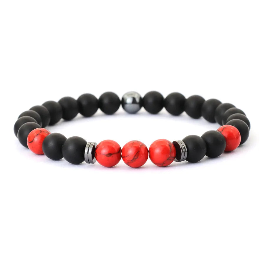 Herrenarmband mit 8 mm Onyx- und Tigerauge-Steinen
