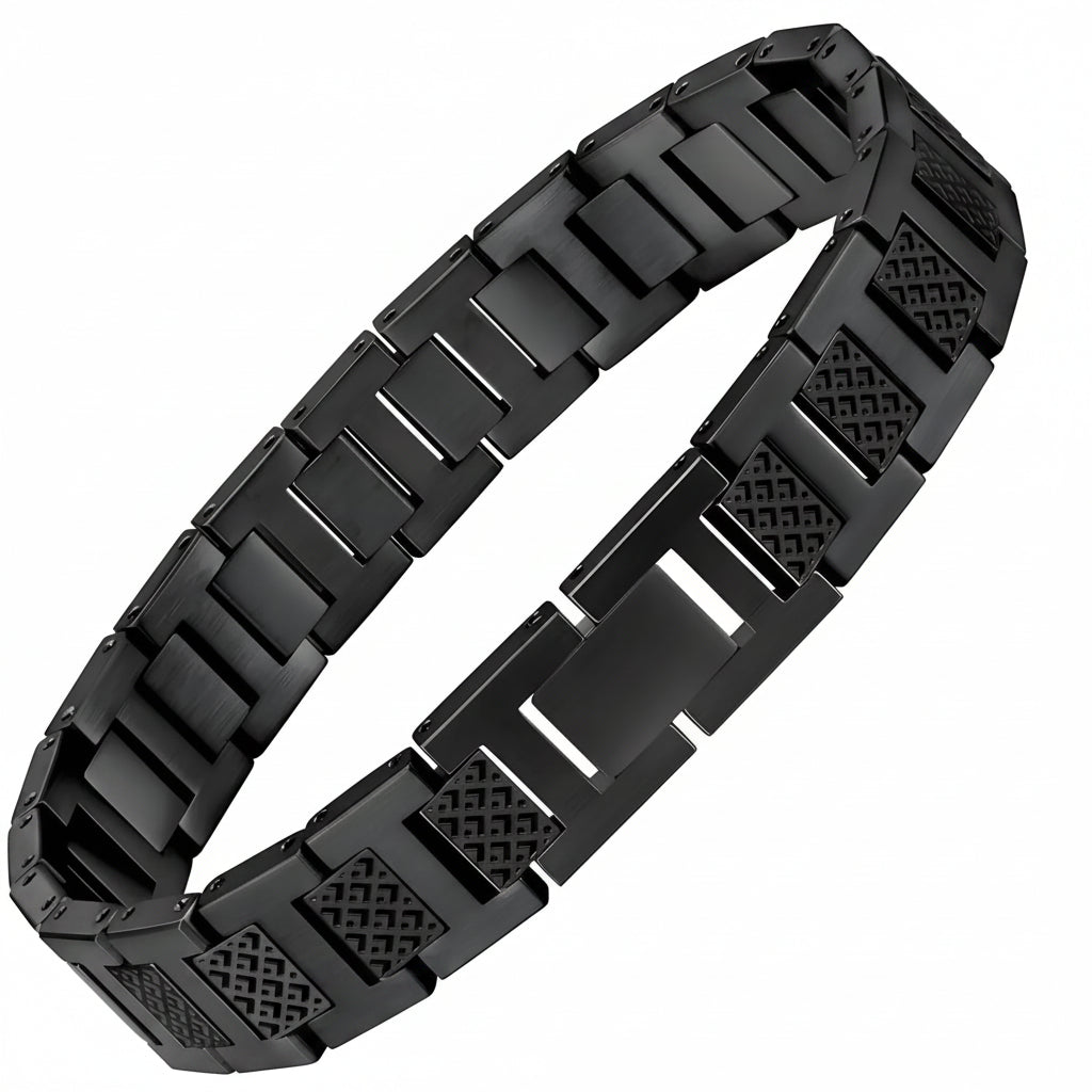 Premium‑Armband aus Titanstahl mit markanter Krokodil‑Gliederkette
