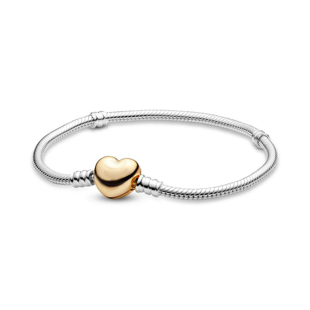 925 Sterling-Silber Damenarmband mit Herz-Kreis-Design