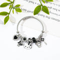 Silberfarbener Hello‑Kitty Charm‑Armreif – Emaille‑Design & Strass‑Glanz