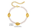 Sommer‑Perlenarmband mit Muschel‑Charm und poliertem Edelstahl