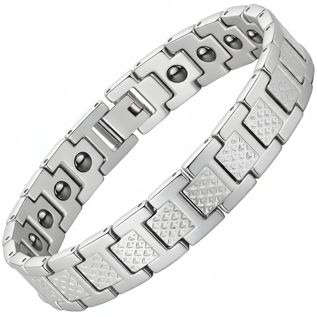 Premium‑Armband aus Titanstahl mit markanter Krokodil‑Gliederkette