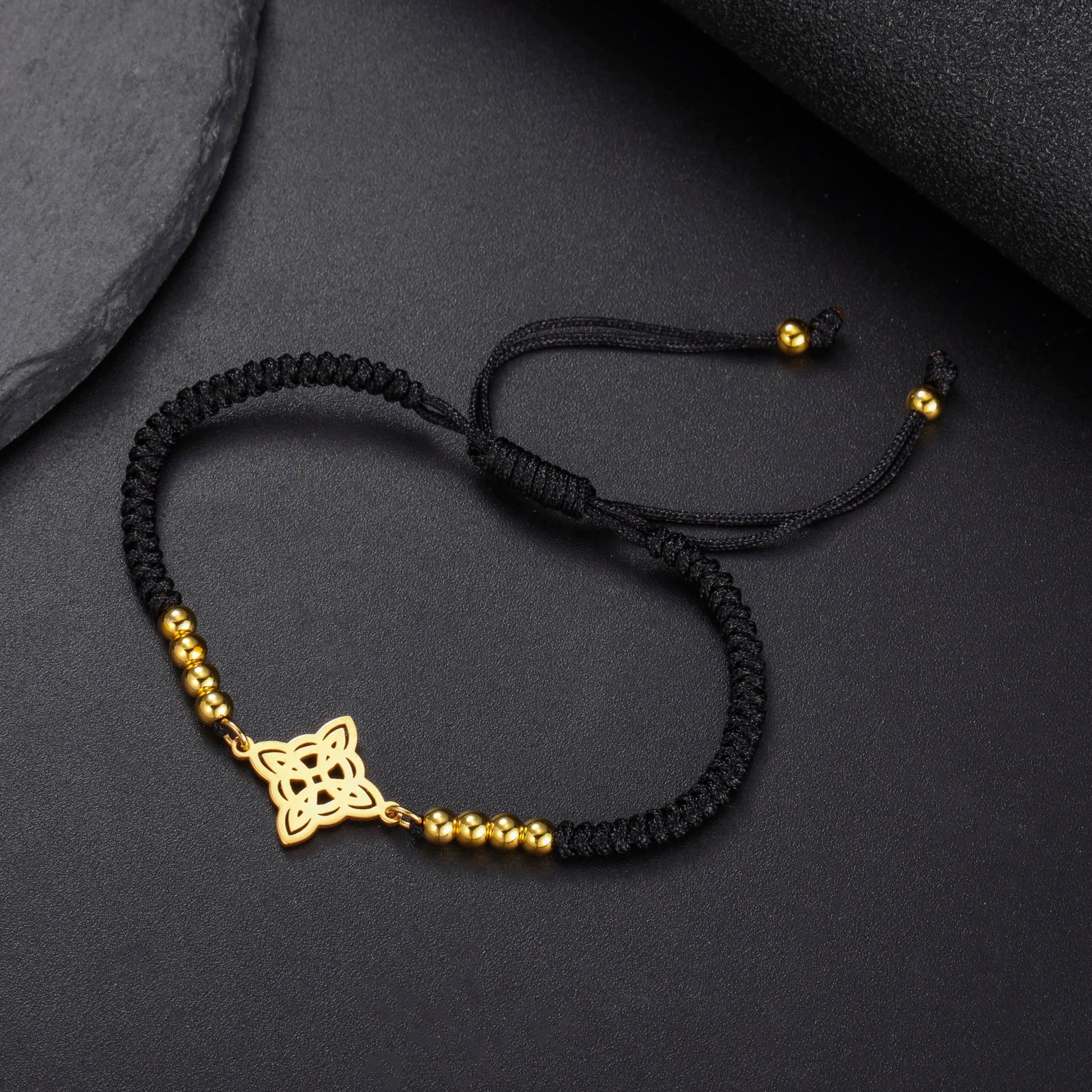 LIKGREAT Halloween Hexenknoten‑Armband, Verstellbares Rope‑Armband aus Edelstahl