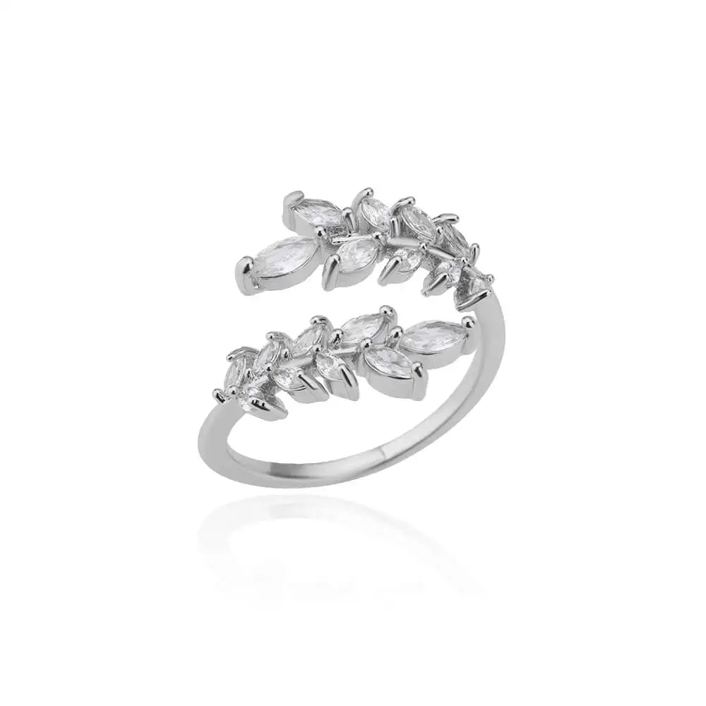 Weiße Zirkon-Blumenringe für Damen aus Edelstahl