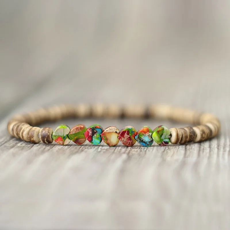 Boho‑Armband aus Kaiserstein & Holz