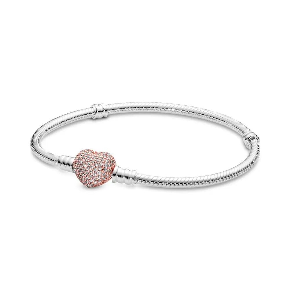 925 Sterling-Silber Damenarmband mit Herz-Kreis-Design