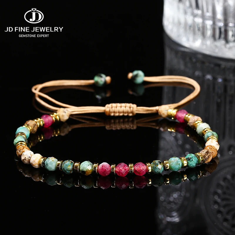Geflochtenes Damenarmband aus afrikanischen Naturstein