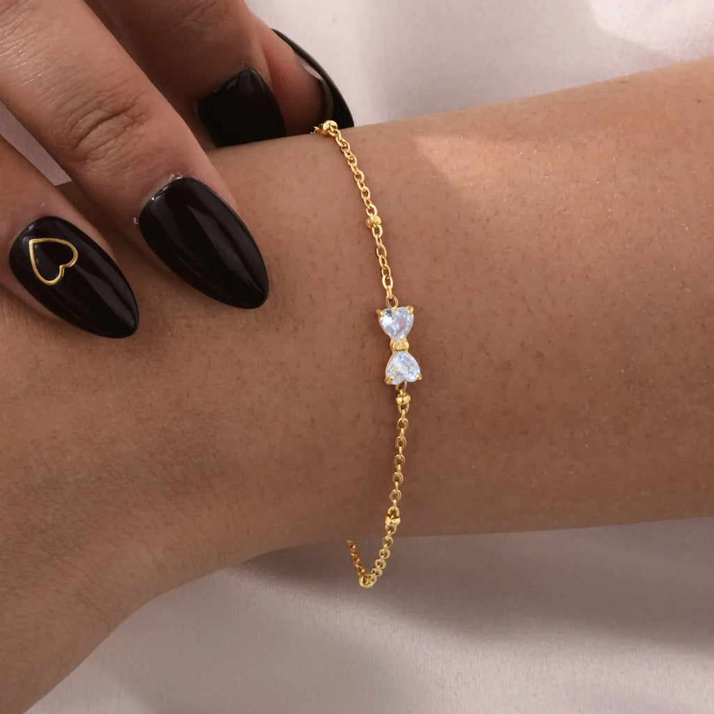Süßes Bowknot‑Armband mit Zirkonia‑Steinen