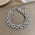 Trendiges massives Edelstahlarmband mit dicker Gliederkette im glänzenden Punk Statement Look