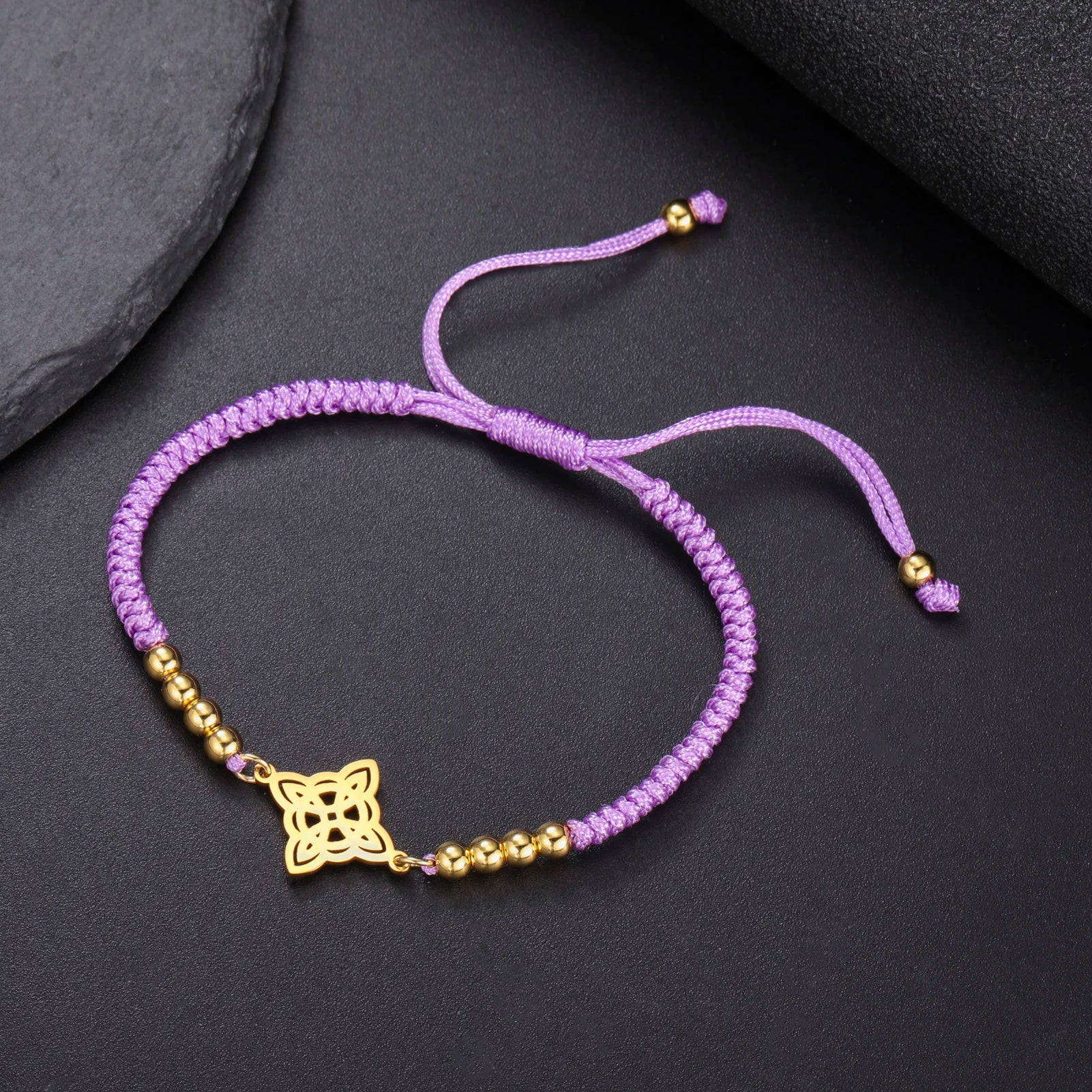 LIKGREAT Halloween Hexenknoten‑Armband, Verstellbares Rope‑Armband aus Edelstahl
