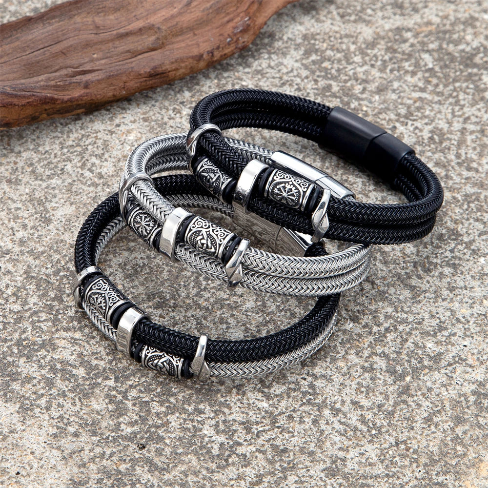 Doppellagiges Wikinger-Drahtseilarmband für Männer