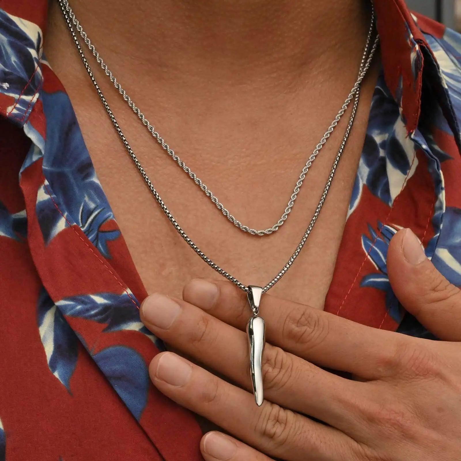 Edelstahl-Halsketten Set (2 Stück) für Männer
