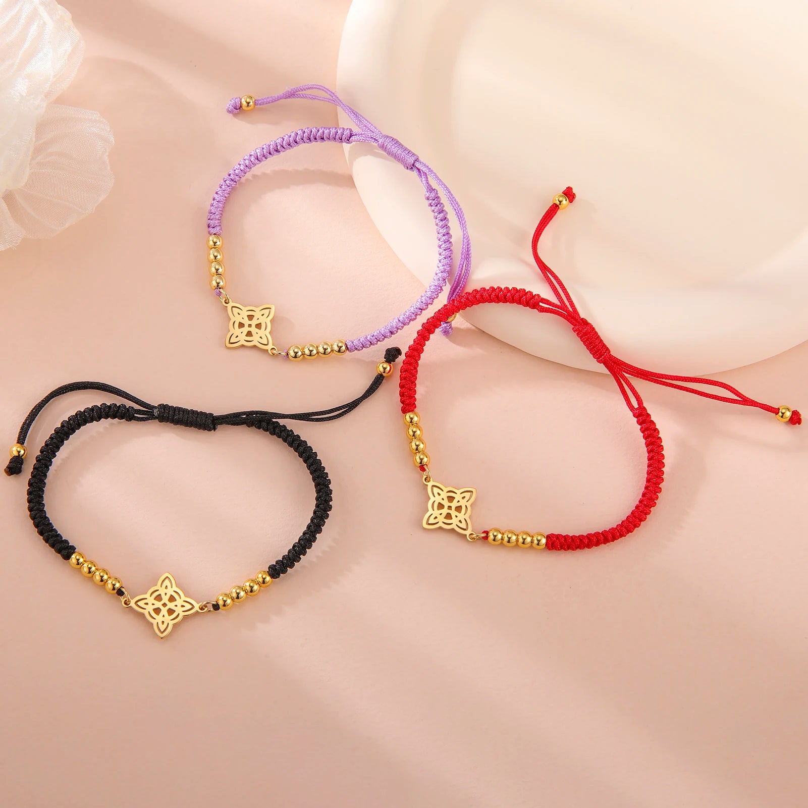 LIKGREAT Halloween Hexenknoten‑Armband, Verstellbares Rope‑Armband aus Edelstahl