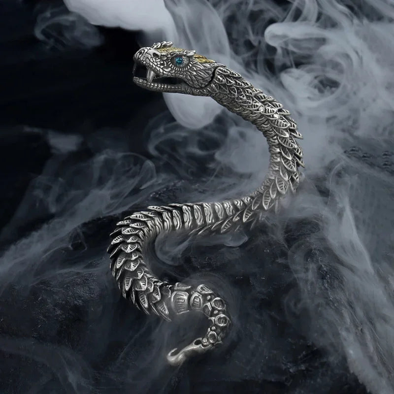 Hochwertiger Herren‑Armreif aus Silber – Kreatives Snake‑Design mit einzigartiger Handwerkskunst