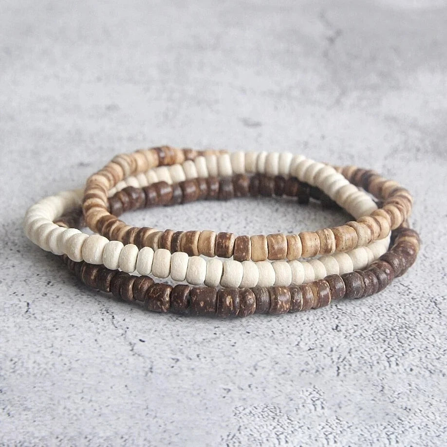 Dreiteiliges Armband Set Surfer Style mit Perlen für den Sommer