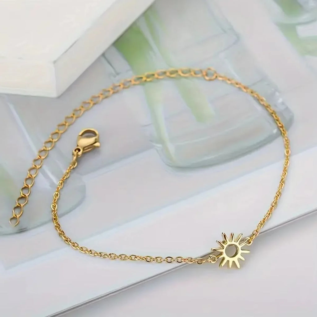 Sonnenblumen-Handkette / Fußkette aus Edelstahl für Damen